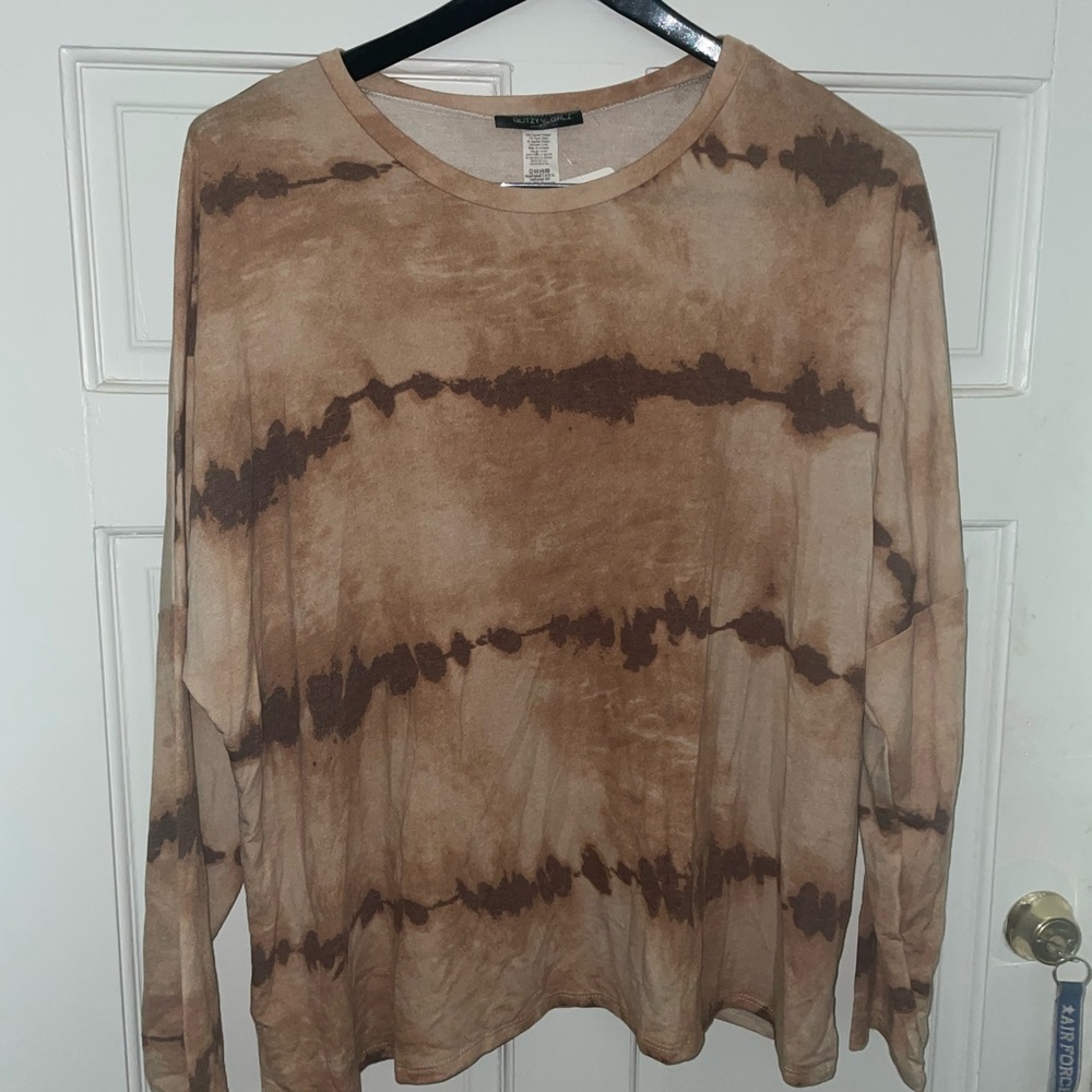 GLITZY GIRLS Women’s Boutique Long-sleeved Top Size 3XL Color: Desert Sand NEW